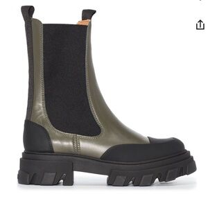 GANNI polished-finish ridged-sole boots